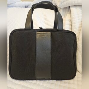 Coach Black Canvas and Leather Cosmetic Travel Bag